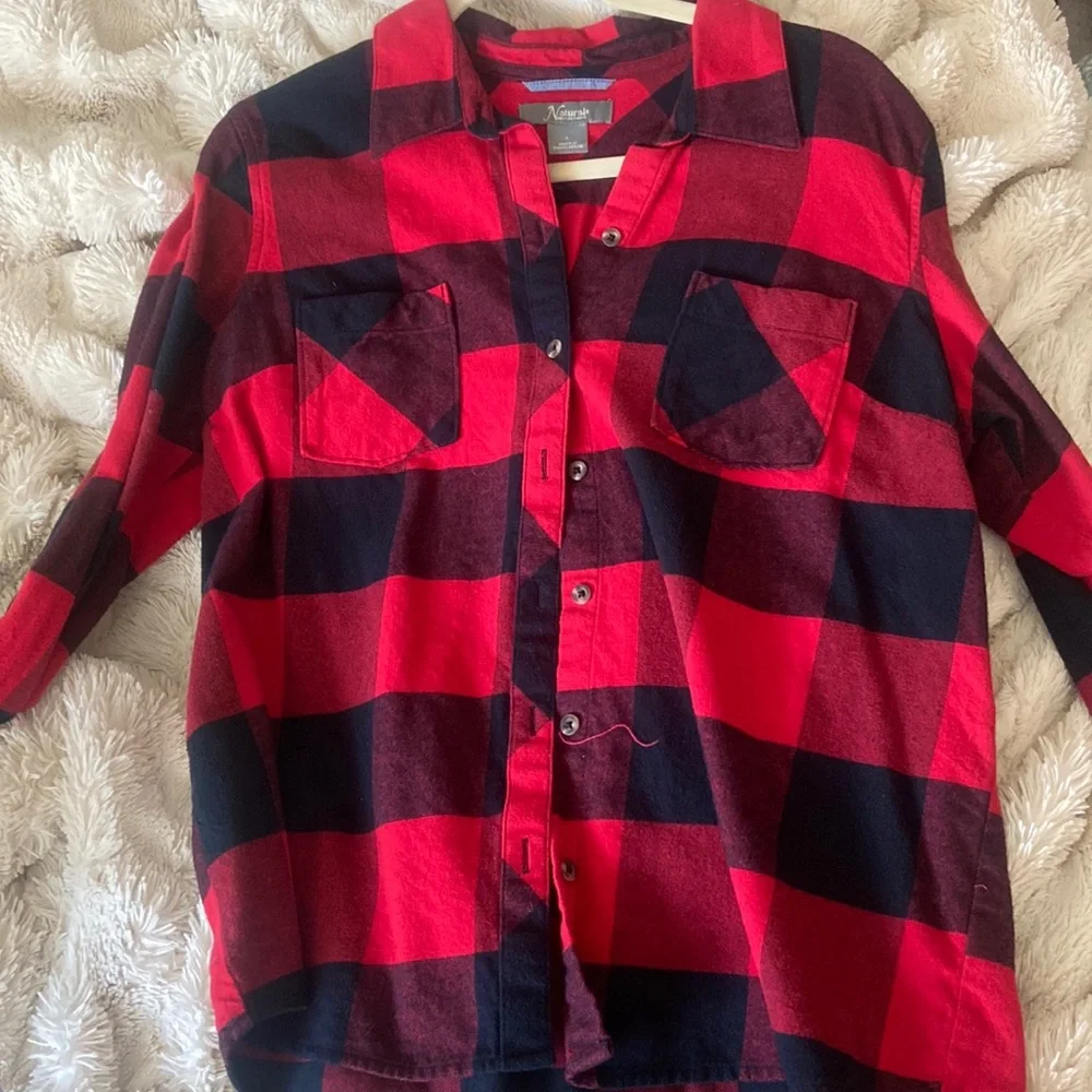 gingham long sleeve t-shirt button up - Picture 1 of 1